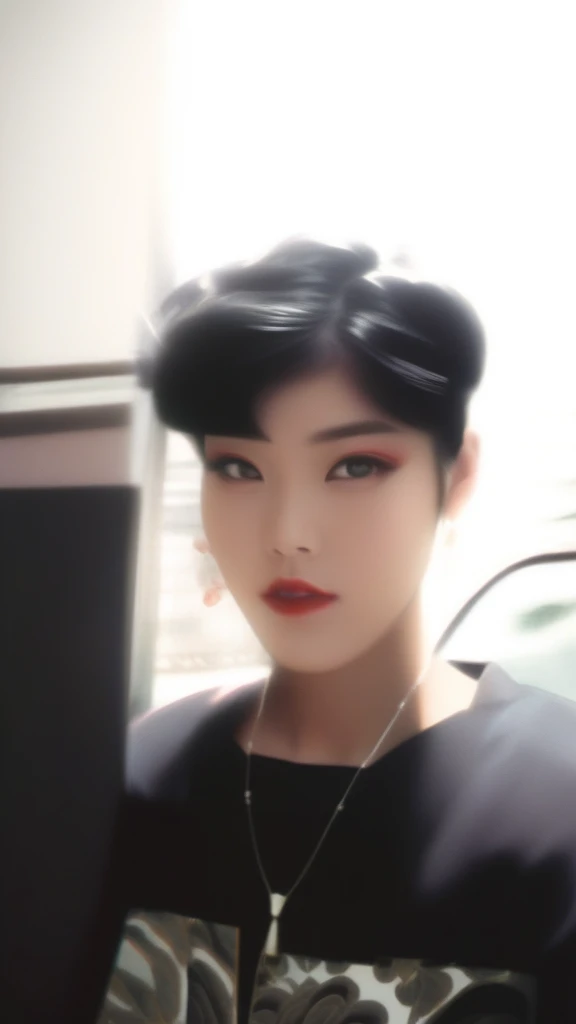 (best quality, sketch:1.2),realistic,illustrator,anime,1 girl, detailed lips, kimono,custom, black and red gradient background,neon hair,textured cropping, masterpiece, style retro classic, noir style , Japanese style