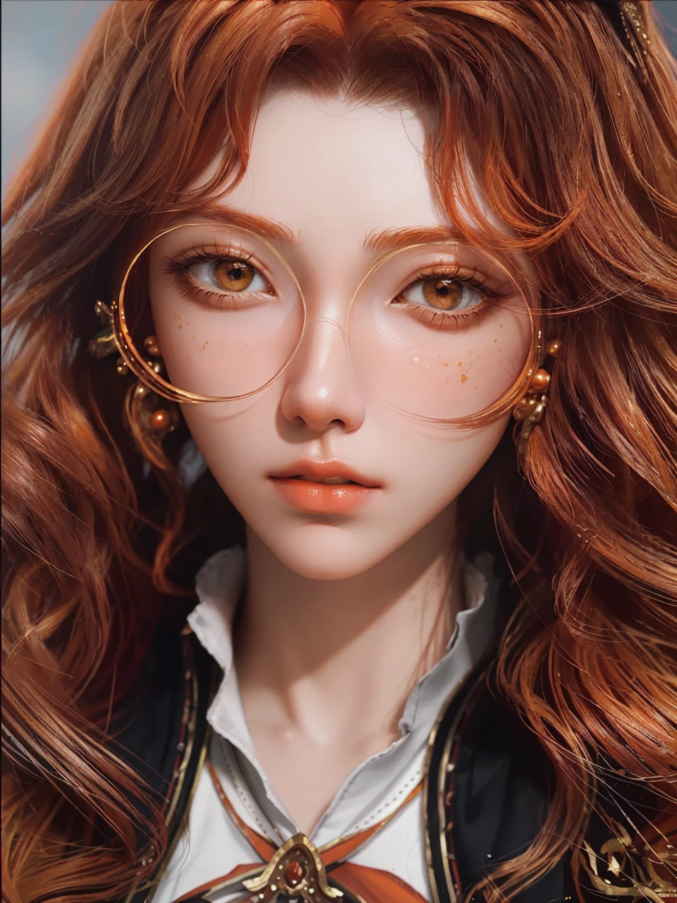 a close up of a woman with orange hair and a orange mask, beautiful character painting, guweiz, artwork in the style of guweiz, orange haired deity, by Yang J, epic exquisite character art, stunning character art, by Fan Qi, by Wuzhun Shifan, guweiz on pixiv artstation