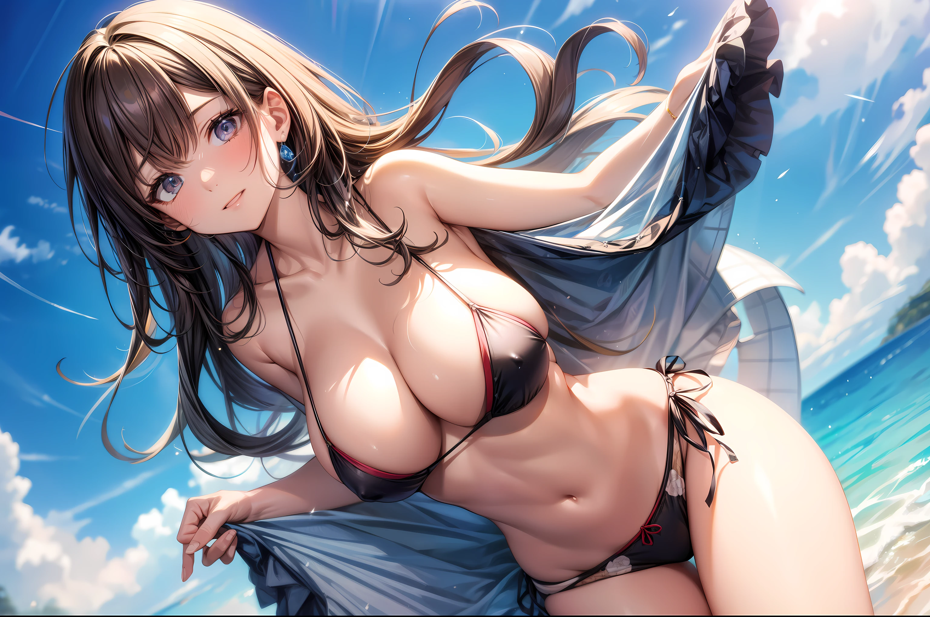 masterpiece, best quality, high quality, detailed, ultra detailed, hyper detailed, insanely detailed, exquisite, beautiful, FHD, Full-HD, 4K, 8K, 16K, highres, absurdres,summer girls!!,bikini,(dynamic angle),perfect body,nsfw:1.3