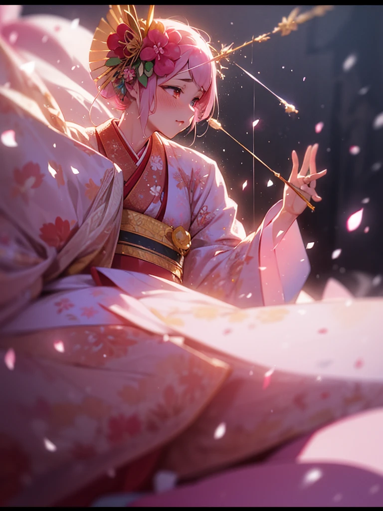 (Sumilux f1.4 50mm , low Latitude old color negative film , cross process , bokeh, flare, chromatic aberration , soft focus, (Shallow focus) , soft glow , Maximum aperture, High Key , Transparent depiction) , kawaii hentai anime , Japanese Heian period , Royal girl, fox mask , (round Maro eyebrows) , kimono, sitting , (Peony flowers blooming:0.8) , closeup face , Snow is falling , steamy breath , Kagura Dance