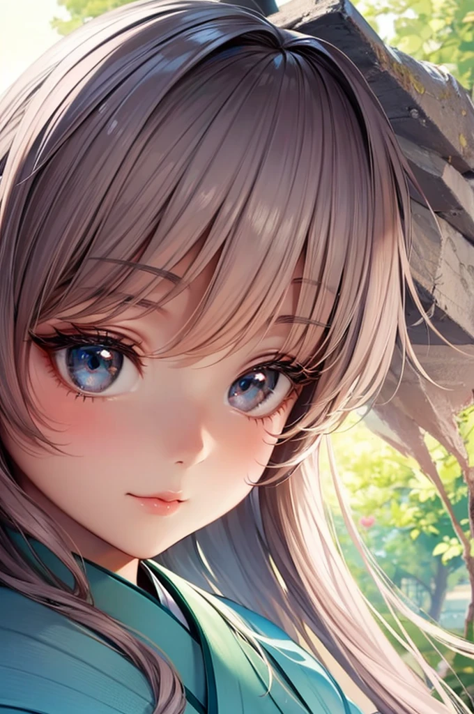 Young girl,Cute beautiful face, Cute natural anime face, With a cute - lovely - face, Beautiful Japanese girl face, 茶色の髪とBig eyes, pretty girl, Beautiful light、Big eyes