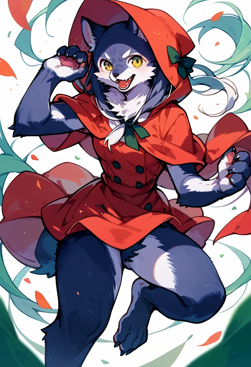 A doujinshi cover with a The werewolf of the bartender and the guest's Red Riding Hood, furry, kemono, with some elements of comedy manga,