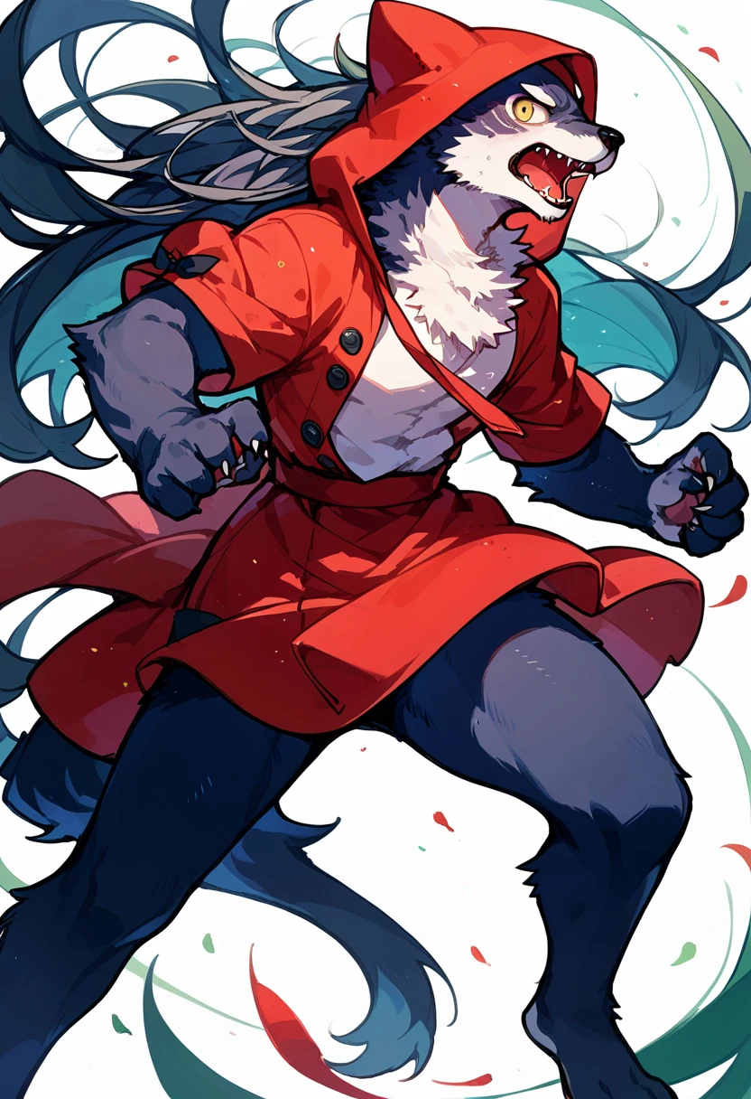A doujinshi cover with a The werewolf of the bartender and the guest's Red Riding Hood, furry, kemono, with some elements of comedy manga,