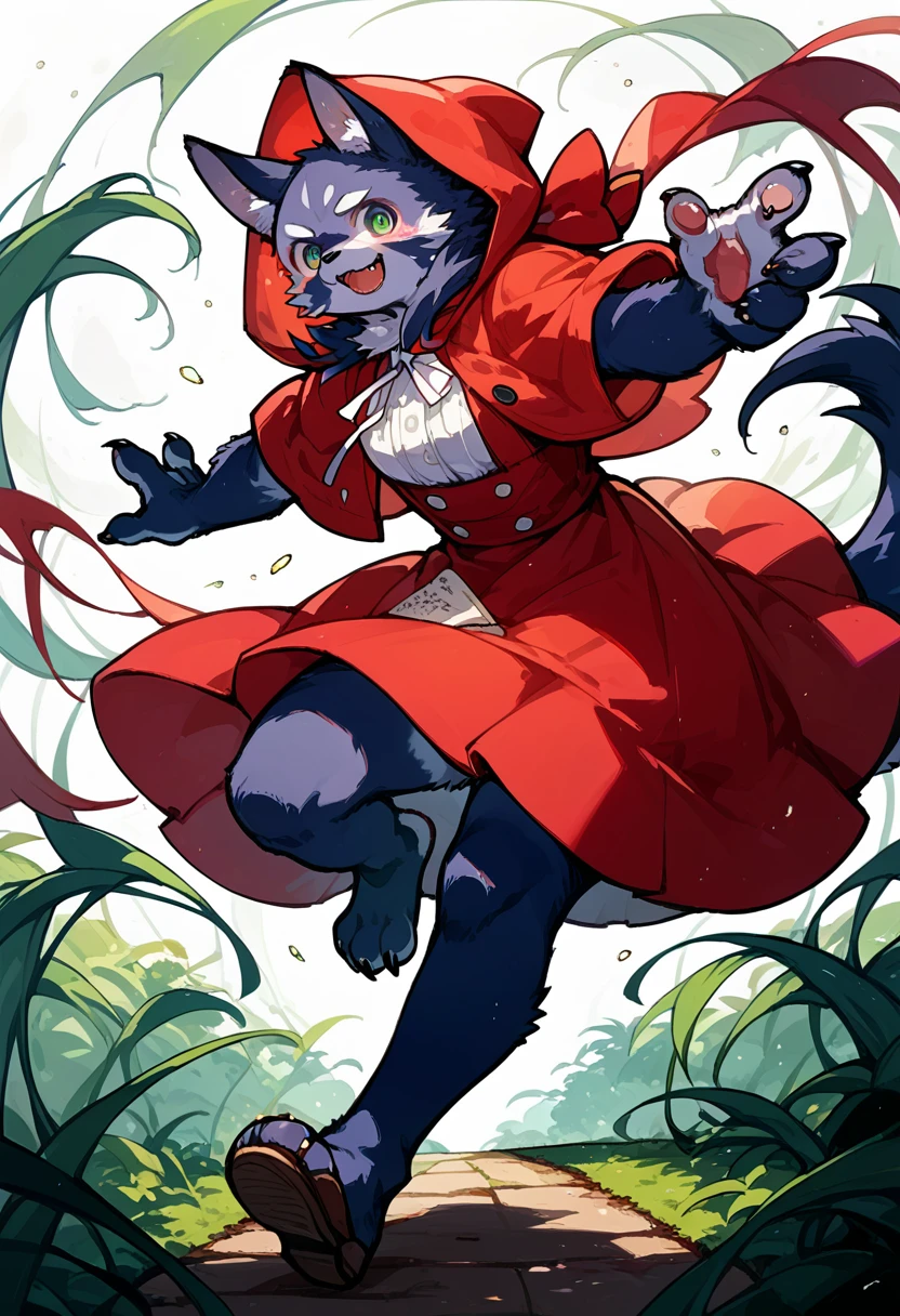 A doujinshi cover with a The werewolf of the bartender and the guest's Red Riding Hood, furry, kemono, with some elements of comedy manga,