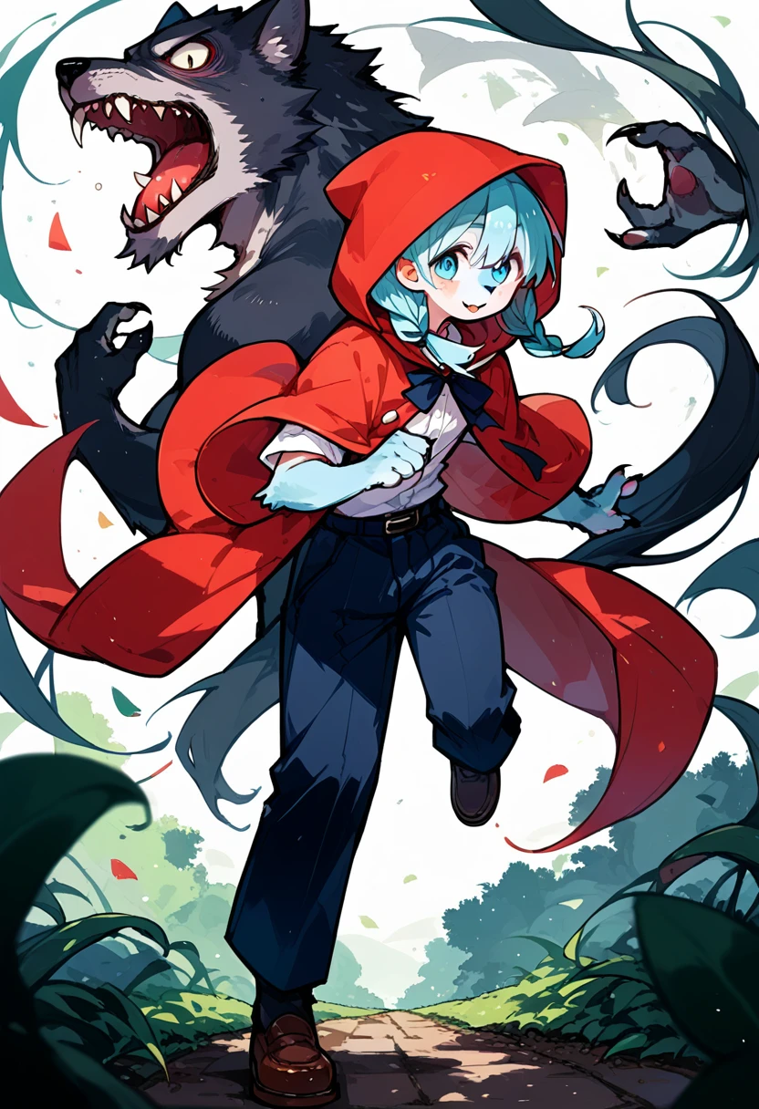 A doujinshi cover with a The werewolf of the bartender and the guest's Red Riding Hood, furry, kemono, with some elements of comedy manga,