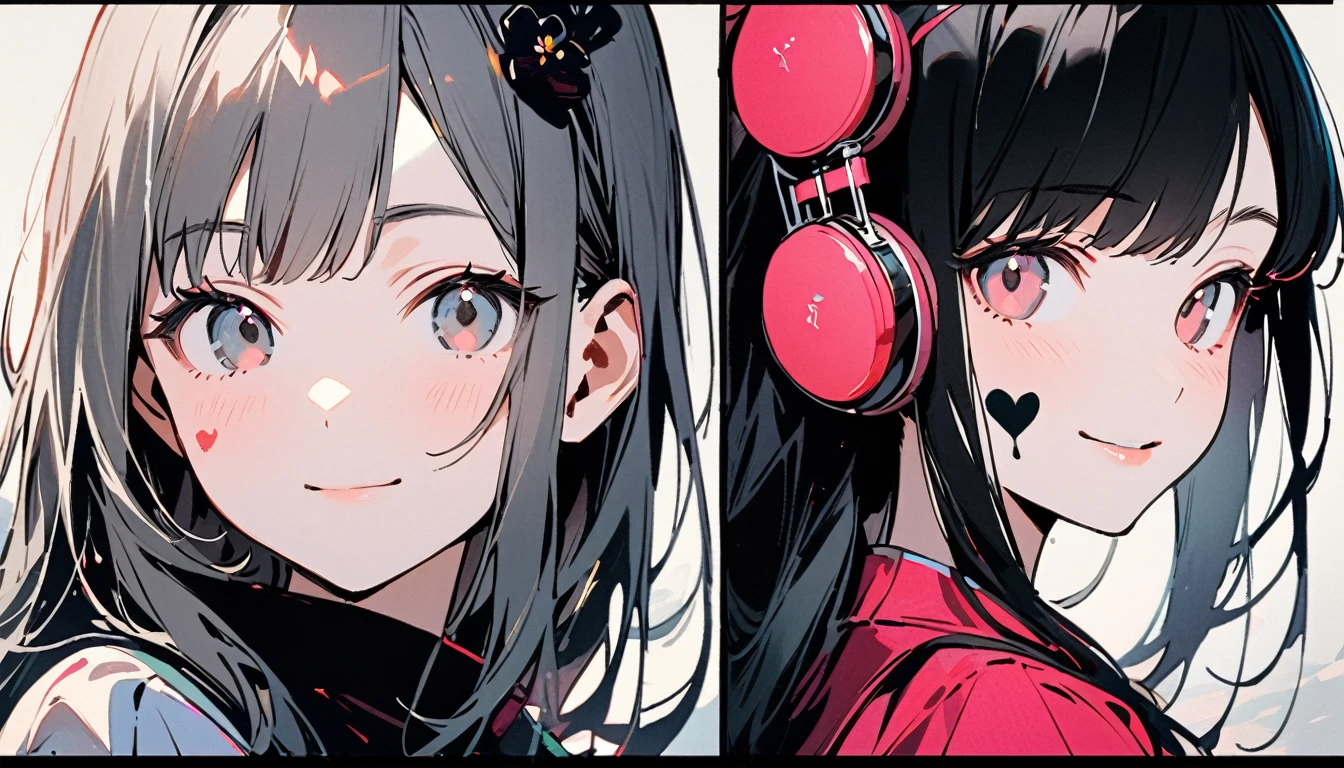 15 year old Japanese girl,Black hair and dark eyes,In kimono、Shortcuts、I have a book、There's blood, Cute face girl, smile, Bleeding eyes, Bleeding from the nose or mouth, 邪悪なsmile、Glasses、Headphones