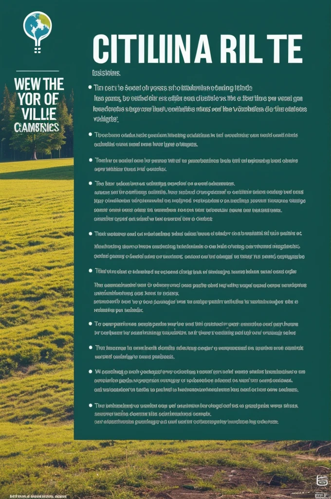 TASK: DESIGNING A CAMPAIGN ADVERTISEMENT ABOUT ENVIRONMENTAL ETHICS
GUIDELINES:
Start by defining the campaign's objective and target audience. Use compelling visuals and a strong call-to-action that resonates with the audience's values and needs. The language should be concise and persuasive, avoiding complex jargon. Lastly, ensure the design is consistent with your campaign.