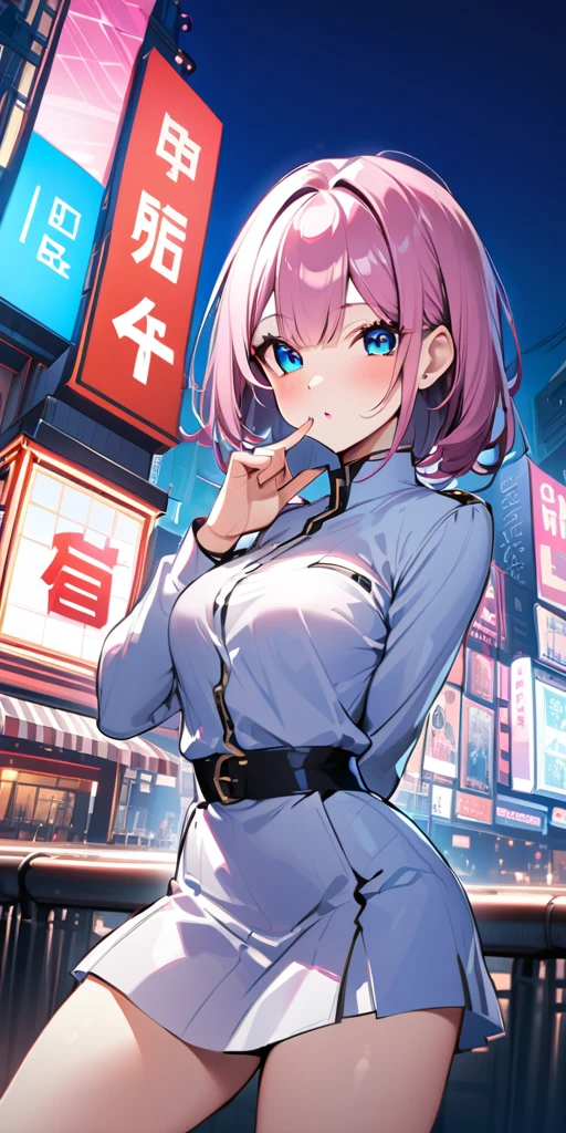 ((Highest quality、masterpiece、Anime Style、Highest quality、High resolution、8k、detailed、ultra-detailed:1.3))、Long legs、Sharp focus:1.2, Beautiful woman with perfect figure:1.4、(smile:1.2), double eyelid、30-year-old woman、Sexy pose、((((Shut your mouth.、One Woman、ワンピース:1.5)))),The background is tokyo