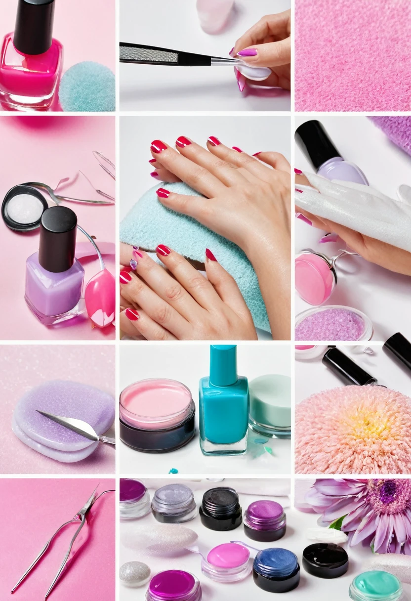 collage of manicure items