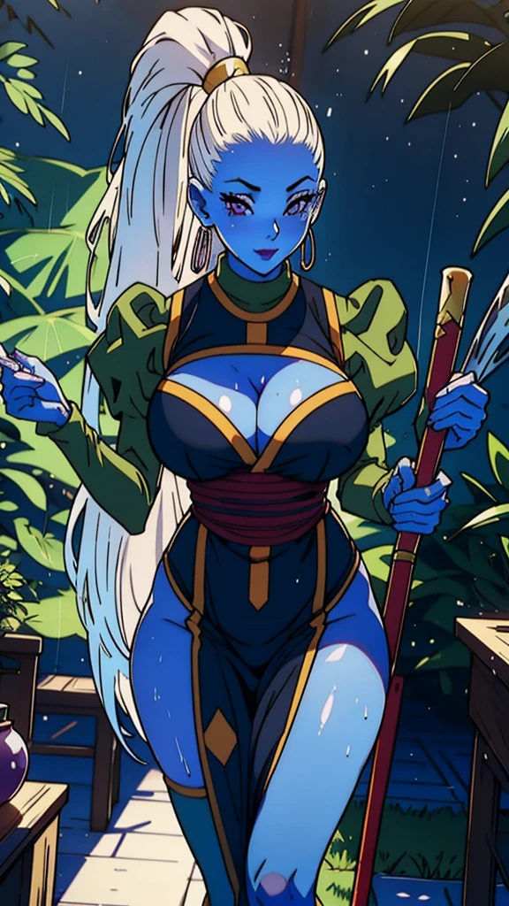 In the wires, Girl, sexy, mujer In the wires, Super Dragon Ball character, sexy, detailed body, white hair and light blue skin, with very revealing and transparent lingerie and a very voluptuous body having sex with the male member 