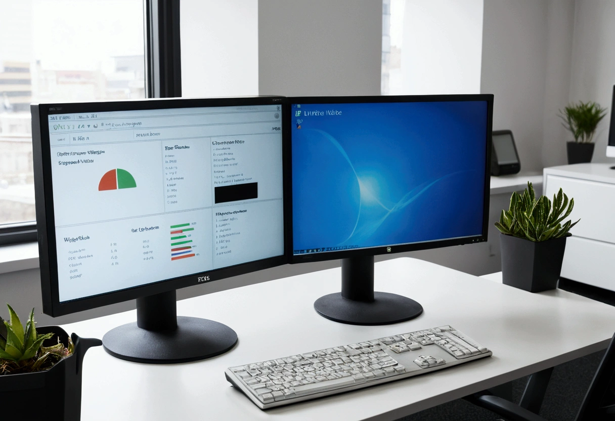 a picture of a computer monitor in an office
