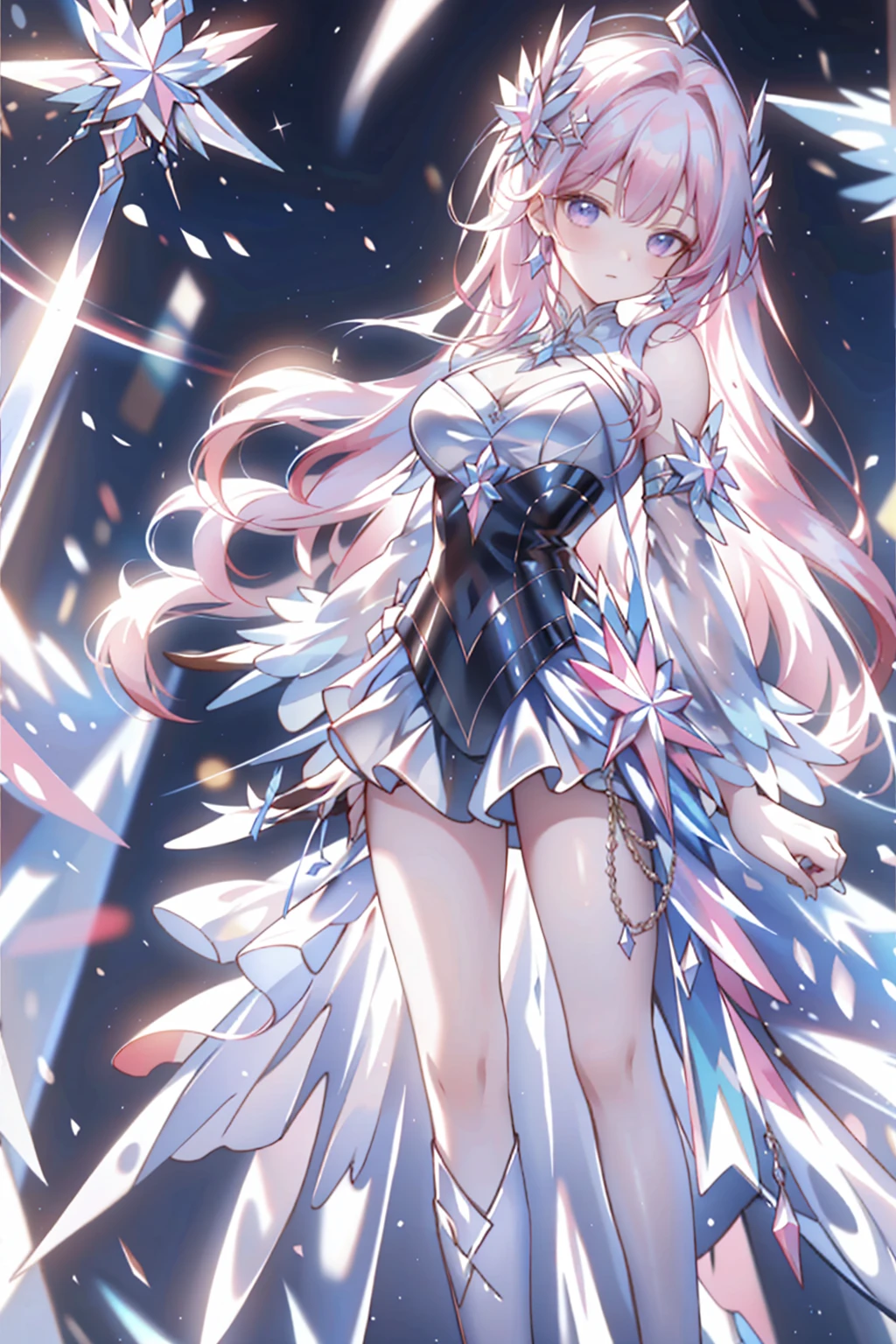 1 girl,(masterpiece,quality,best qualityer,water彩)(Moderate),Official Art,Beauty and aesthetics:1.2),(1 Girl:1.3),(Fractal Art:1.3),from the side,Looking at the audience,Patterned,(Rainbow Hair,rich and colorfulhair,Half blue half pink hair:1.2),water,liquid,cloud,rich and colorful,Starry Sky,Starry Sky,Star,Close-up cleavage,大Eye睛,Eye,复杂的Eye睛,Unique students,Unusual student,Starry Sky,background中的Star,Shining halo,((Ultra Detail视网膜:1.5)),Awkward,(On your belly),((极其细致的Eye睛:1.5)),((Very detailed CG Unity 8k wallpaper,masterpiece,Best quality)),((Ultra Detail:1.5)),(Best lighting,the darkest,Extremely exquisite and beautiful),(masterpiece,Best quality,Ultra Detail),(Best lighting,the darkest,Extremely exquisite and beautiful),(Perfect body:1.5),(masterpiece),Amazingly surreal,Abstract imagination, Dynamic Movement,The art of math,Away from the world,Color Burst,Explosive Energy,The beauty of chaos,(hair flow:1.2,Hair Glow),(background:Fragmentation,Fragmentation,Fragmentation),(Optics:Flash,pulsation,Heat dissipation)。(Long legs,Long legs,大Long legs),full-body shot。Standing,full-body shot,full-body shot,full-body shot