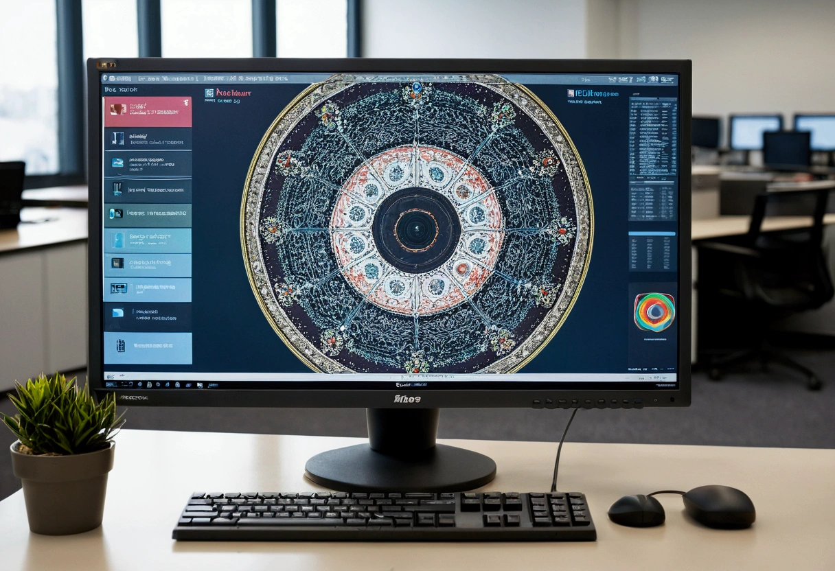 a picture of a computer monitor in an office