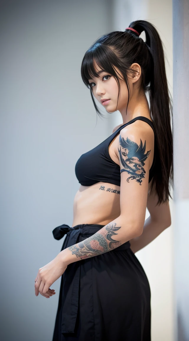 20Age、Beautiful,、Cute Girls、The appearance of a kunoichi、Dragon tattoo on body、
