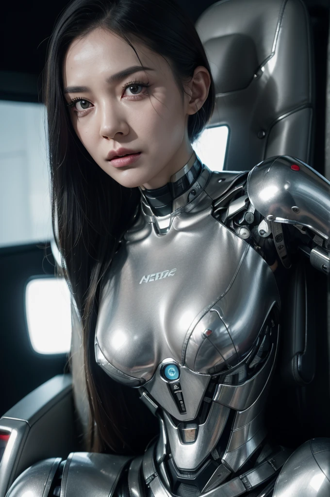 Close-up of a person with a strange face and strange head., From the sci-fi movie 2 0 1 9 8k, Still image of an alien cyborg, Still image of an alien girl, unreal engine : : Crazy makeup, Cyborg goddess in the universe, love death + robot, Sci-fi movies are still around., Ashthorpe, vfx film closeup
