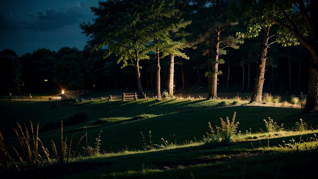 IT IS ANIME STYLE AND THE LANDSCAPE IS A FOREST AT NIGHT