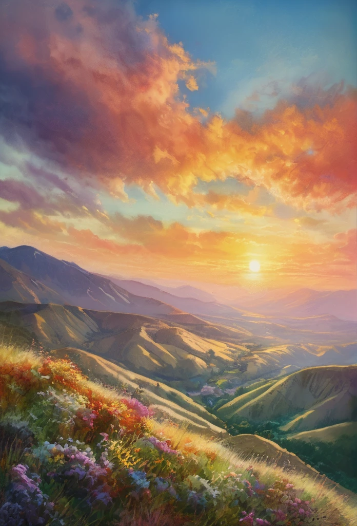 In the Crimean mountains. Style of Stepan Kolesnikov,
pixel clarity,a high resolution,landscape oil,spectacular juicy,delicate pastel colors,bright color,photorealism,hyperdetailing, эффект 3D,16K, careful drawing of details,sunset,clouds, volumetric watercolor,drawing with colored ink and pen,professional photo,dark botanical,
high detail, clarity of lines