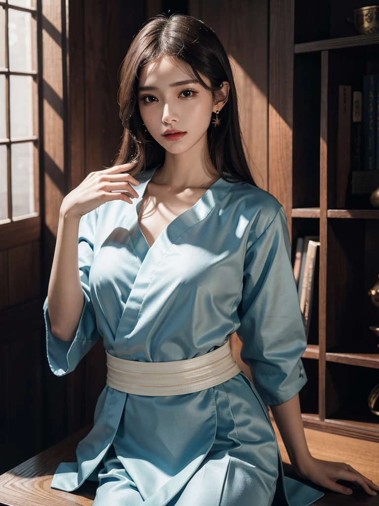 ulzzang-6500-v1.1, (raw photo:1.2), (photorealistic:1.4), beautiful detailed girl, very detailed eyes and face, beautiful detailed eyes, ridiculous, incredibly ridiculous, huge file size, super detailed, high resolution, very detailed, best quality, masterpiece, ((cheongsam)), illustration, very detailed, CG, unified, 8k wallpaper, amazing, fine detail, masterpiece, best quality, Very detailed CG uniform 8k wallpaper, face light, movie lighting, 1girl, , ((no panties)), ((dynamic pose))), (half), ((pantyhose)), silver white long hair