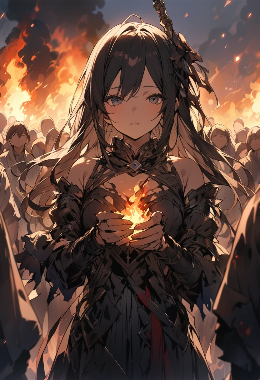 Very detailed、whole body、Medium chest、Even though it was burned、People、If there is hope, it will come、woman