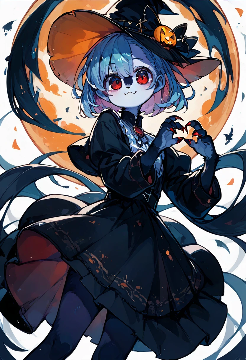 (epic, dynamic angle)top quality, best quality, High-quality illustrations, masterpiece, While creating a Halloween atmosphere, vampire with furry elements, (kemono, super cute girl, solo focus)(furry anthro)(highly detailed beautiful face and eyes)absurdres, perfect anatomy, Scene of a red full moon with a strong horror color,