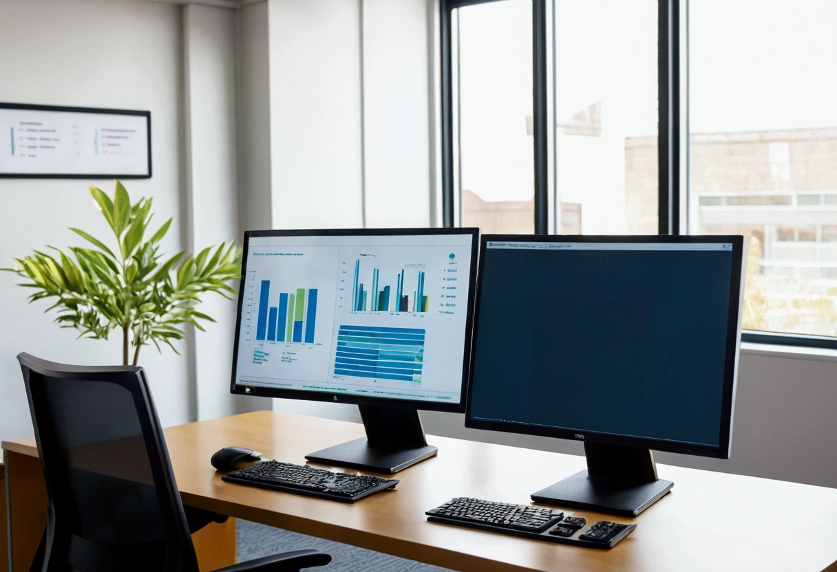 a picture of a computer monitor in an office