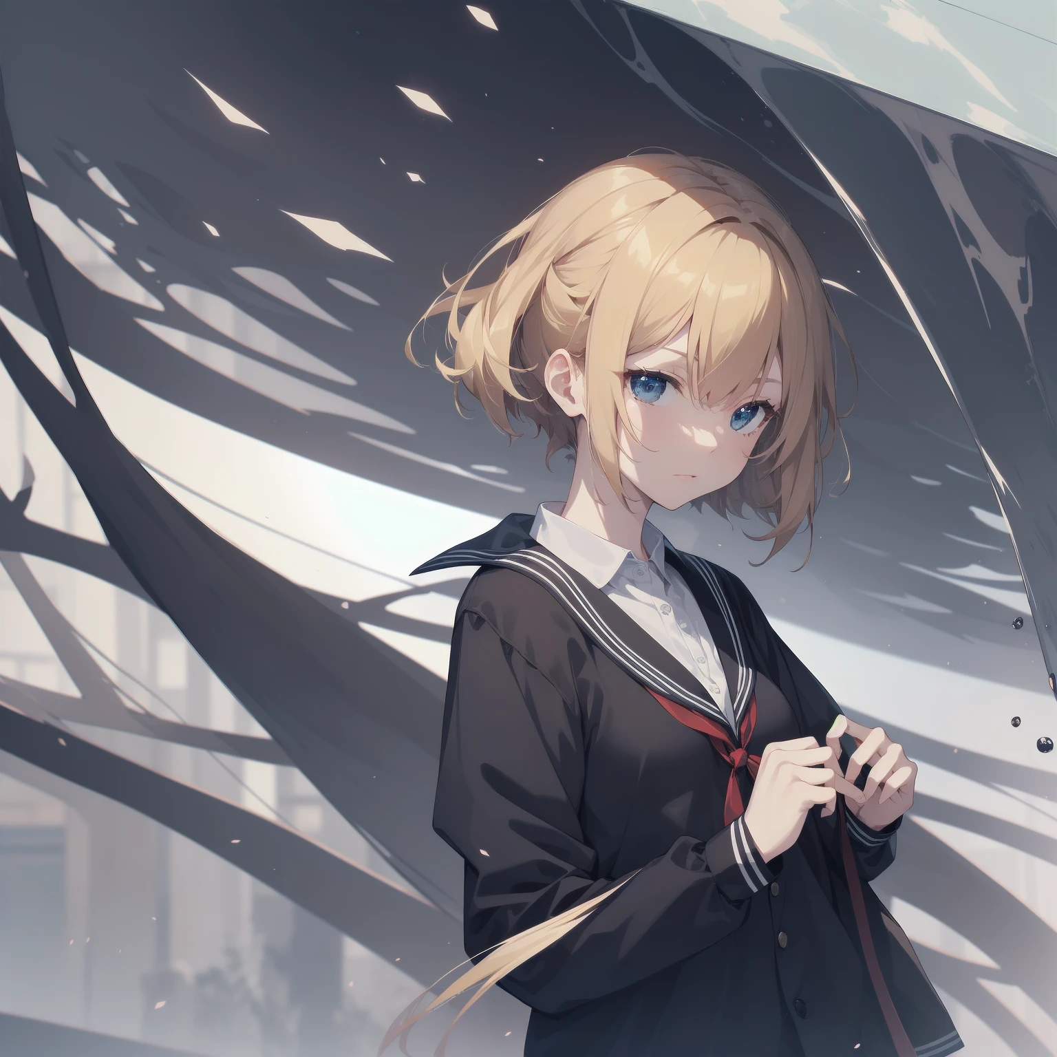 ultra-absurdres-Top quality by artist God, ultra-detailed, high resolution, anime moe artstyle, best anime 8k konachan wallpaper, pixiv contest winner, pool:2810, perfect anatomy,break, 1girl, (Please draw a girl walking sleepily to school alone. )break,(Solo,little female, 13-year-old:1.3),Full limbs, complete fingers,a junior high school student, (very short hair), short cut, flat chest, , small butt, small black eyes, beautiful detailed eyes, well-proportioned iris and pupils, expressive eyes, highres detailed hair, soft expression, salor school_uniform, sailor collar, serahuku, bow, pleated skirt,(Detailed Lighting), (Detailed background), in the School commute route. break,super detailed skin, Best cinematic lighting powered by famous artist, 8k,beauty illustration,photoshop_(medium),very aesthetic,break,((artist:kotorai )), artist:clamp ,artist:carnelian ,artist:kantoku ,