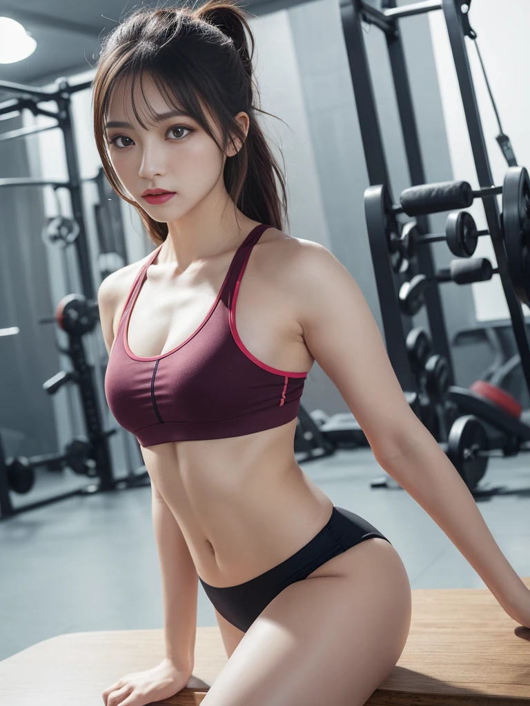 table top, highest quality, figure, super detailed, finely, High resolution, 8k wallpaper, Perfect dynamic composition, beautiful and fine eyes, fitness wear, Natural color lip,