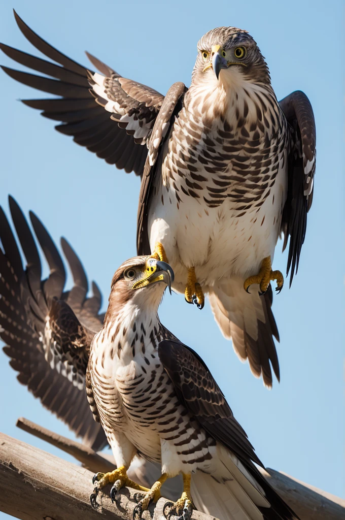 Hawk bird eating a fish