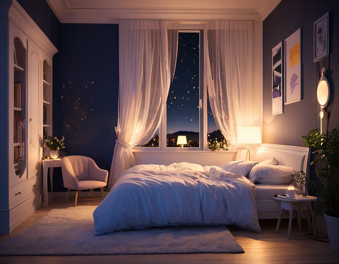 Second Dimension，bedroom，Warmth，warmth，night，Feeling，soft，Comfort