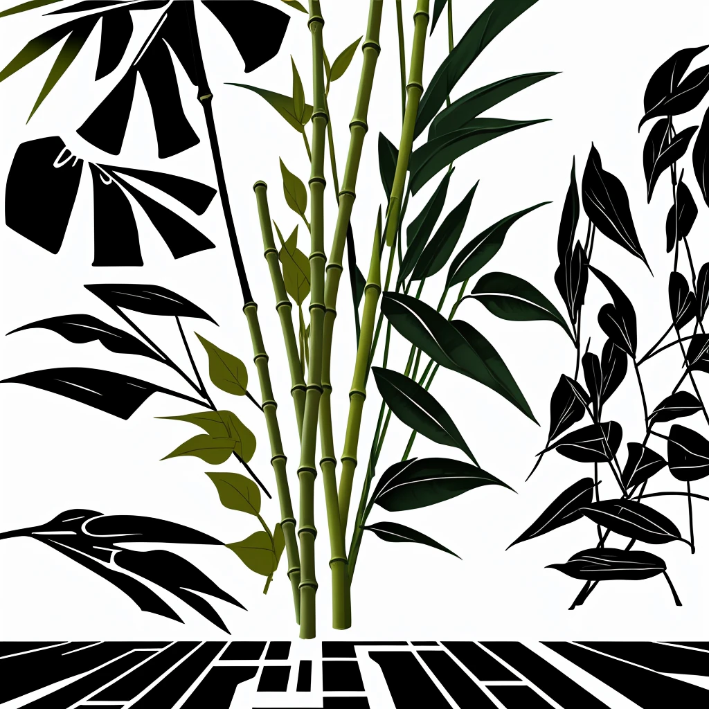 　Fashionable logos of Japanese Omusubi specialty shops

 Omusubi, Japanese bamboo bushes and bamboo leaves are painted on the logo like a road

 The colors are black and white

 Pretty cool
 Stylish design
 chic and modern design

 White background