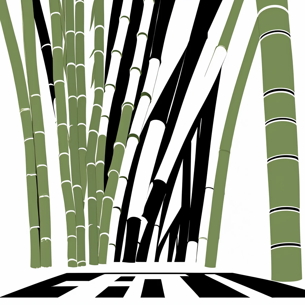 　Fashionable logos of Japanese Omusubi specialty shops

 Omusubi, Japanese bamboo bushes and bamboo leaves are painted on the logo like a road

 The colors are black and white

 Pretty cool
 Stylish design
 chic and modern design

 White background