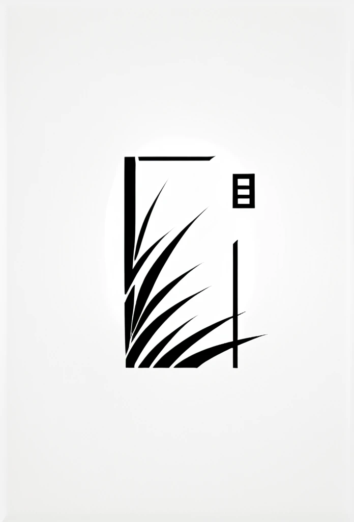 Fashionable logos of Japanese Omusubi specialty shops

 Omusubi, Japanese bamboo bushes and bamboo leaves are painted on the logo like a road

 The colors are black and white

 Pretty cool
 Stylish design
 chic and modern design

 White background