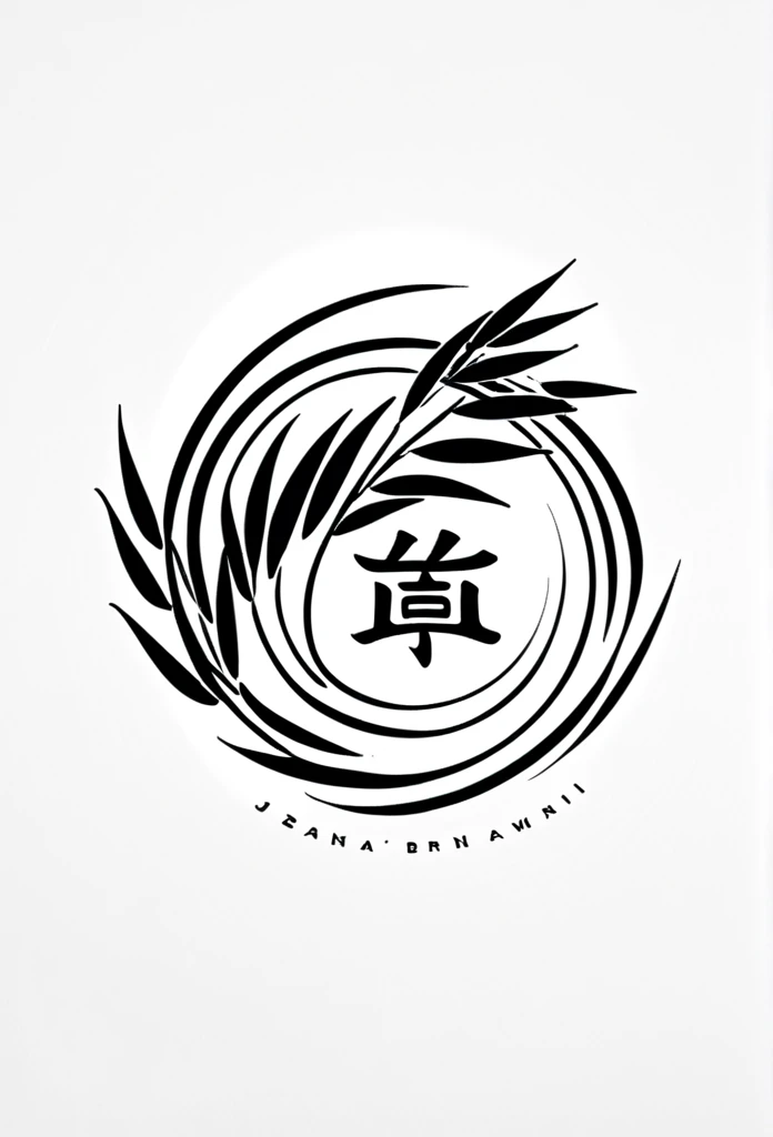 Fashionable logos of Japanese Omusubi specialty shops

 Omusubi, Japanese bamboo bushes and bamboo leaves are painted on the logo like a road

 The colors are black and white

 Pretty cool
 Stylish design
 chic and modern design

 White background