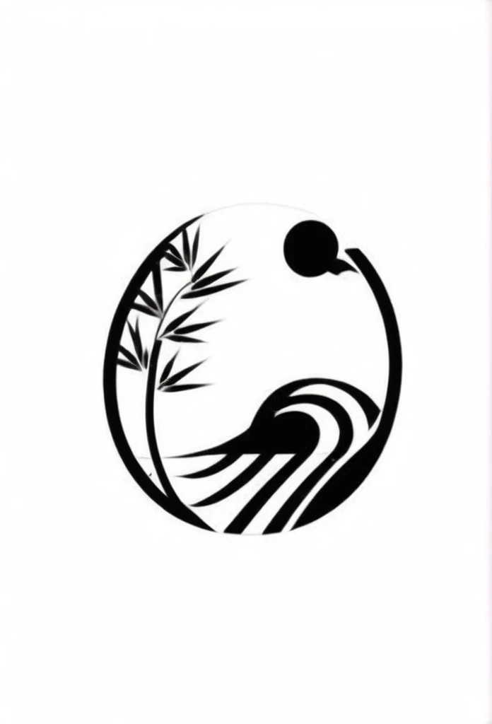Fashionable logos of Japanese Omusubi specialty shops
Omusubi, Japanese bamboo bushes and bamboo leaves are painted on the logo like a road
The colors are black and white
Pretty cool
Stylish design
chic and modern design
White background