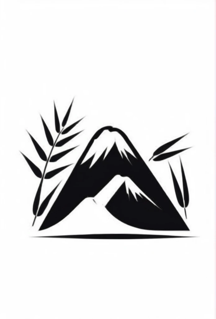 A stylish logo for a Japanese onigiri specialty store. Onigiri, bamboo grass, bamboo leaves, etc. are depicted in the logo like a road. The colors are black and white. Pretty cool. Stylish design. Chic and modern design. White background.
