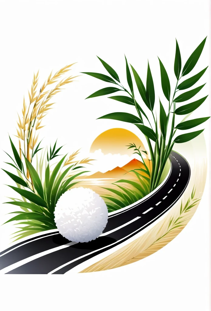 
Fashionable logos of Japanese rice ball specialty shops

 rice ball, Japanese bamboo bushes and bamboo leaves are painted on the logo like a road

 The colors are black and white

 Pretty cool
 Stylish design
 chic and modern design

 White background