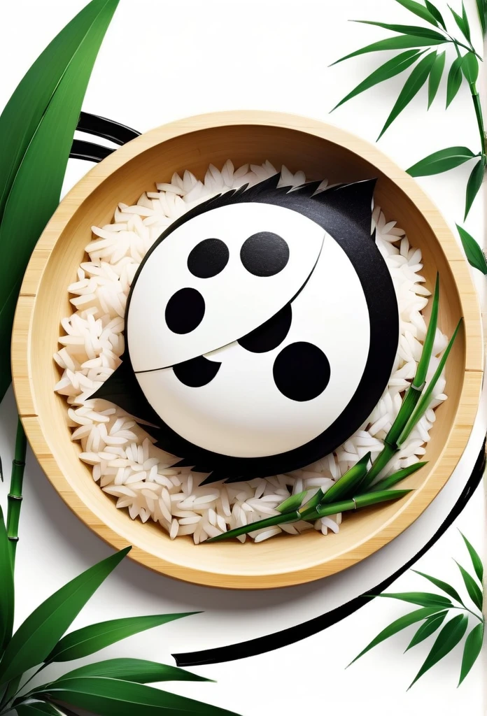 Fashionable logos of Japanese rice ball specialty shops
rice ball, Japanese bamboo bushes and bamboo leaves are painted on the logo like a road
The colors are black and white
Pretty cool
Stylish design
chic and modern design
White background