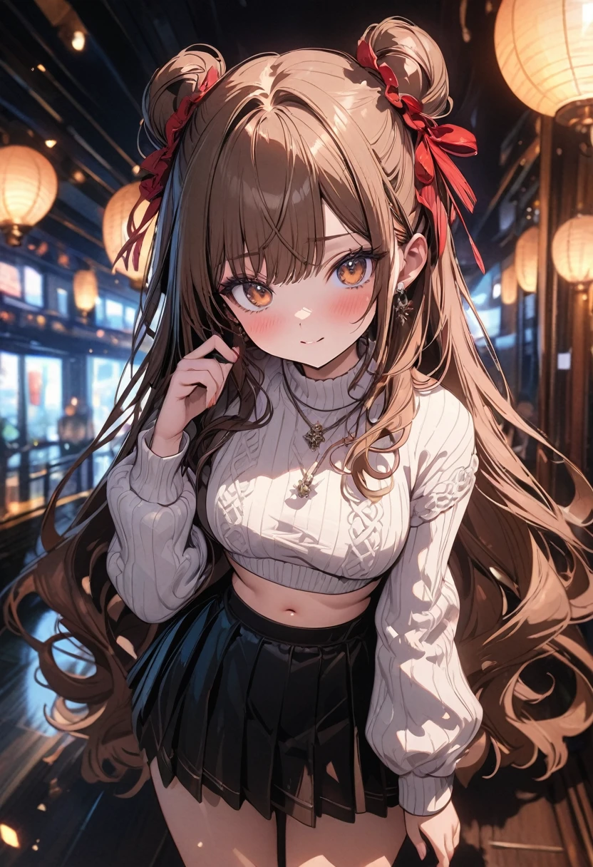 (masterpiece), best quality, very aesthetic, newest, absurdres, detailed, high quality
BREAK
highest quality, top quality, details, highres, ultra fine painting, digital art, official art, splash art, cinematic, 4k, 8k resolution, 8K CG wallpaper, original artwork, detailed background, blue atmosphere, High Dynamic Range, blurry background, blue hour, Starburst effects, crepuscular rays, good ISO, high resolution, wide shot, from far away, RAW photo, POV, sharp focus, light reflection, reflections, intricate details, soft light, particle noise, professional photography, bokeh, depth of field, studio lighting, vibrant colors, detailed lights and shadows, stylish, ultra-detailed, top rated on Pixiv, trending on Artstation, niji style, modern-days, master crafted, pose
BREAK
solo, (close up), 1girl, pale skin, correct fingers, detailed hand, (medium breasts:1.2), big thighs, small torso, short body, flushtered, blush, anxious expression, embarassed, embarassed act, casual, slim, ((cute, childlike face):1.3), nice body, nice hips, brown hair, (very long flowing hair, 2 buns hairstyle), long bangs, long hair, middle hair bangs, brown eyes
BREAK
(white cropped puffy sweater, tummy skin, belly button, short pleated skirt, casual style, modest)
BREAK
Indoors apartment background
