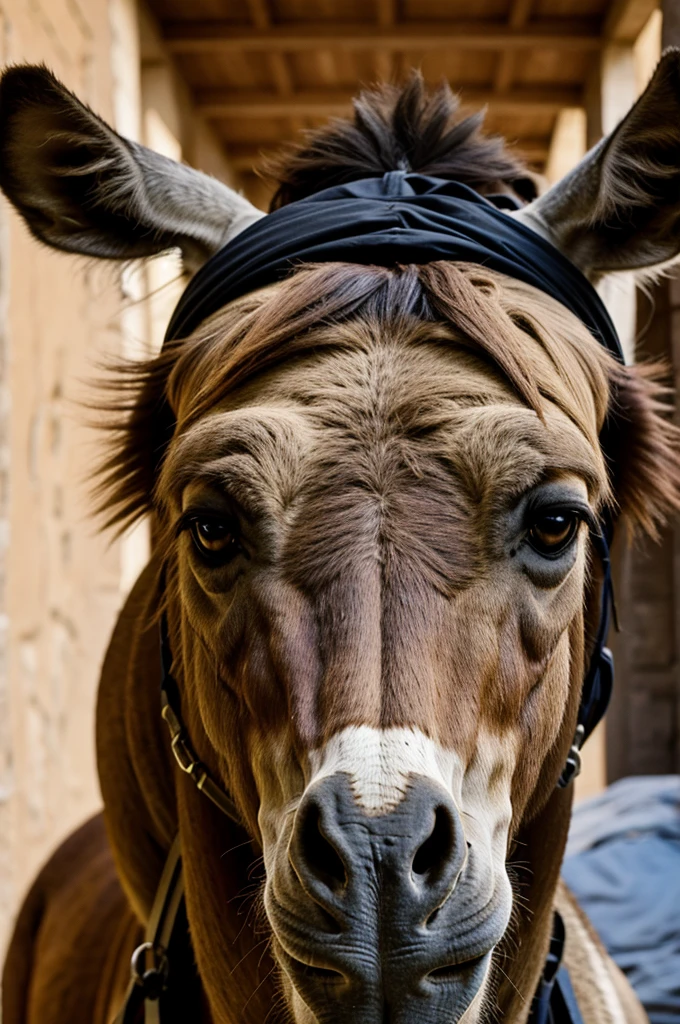 Human head on donkey body