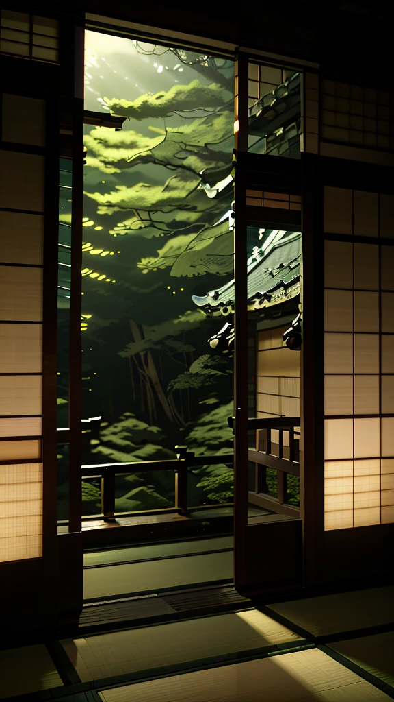 masterpiece,absurd resolution,8k,
EnhanceImage,natural light, score_9, no humans, scenery, tree, sliding doors, tatami, cushion, pillow, nature, indoors, forest, east asian architecture