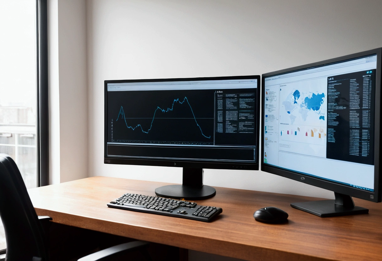 a picture of a computer monitor in an office
