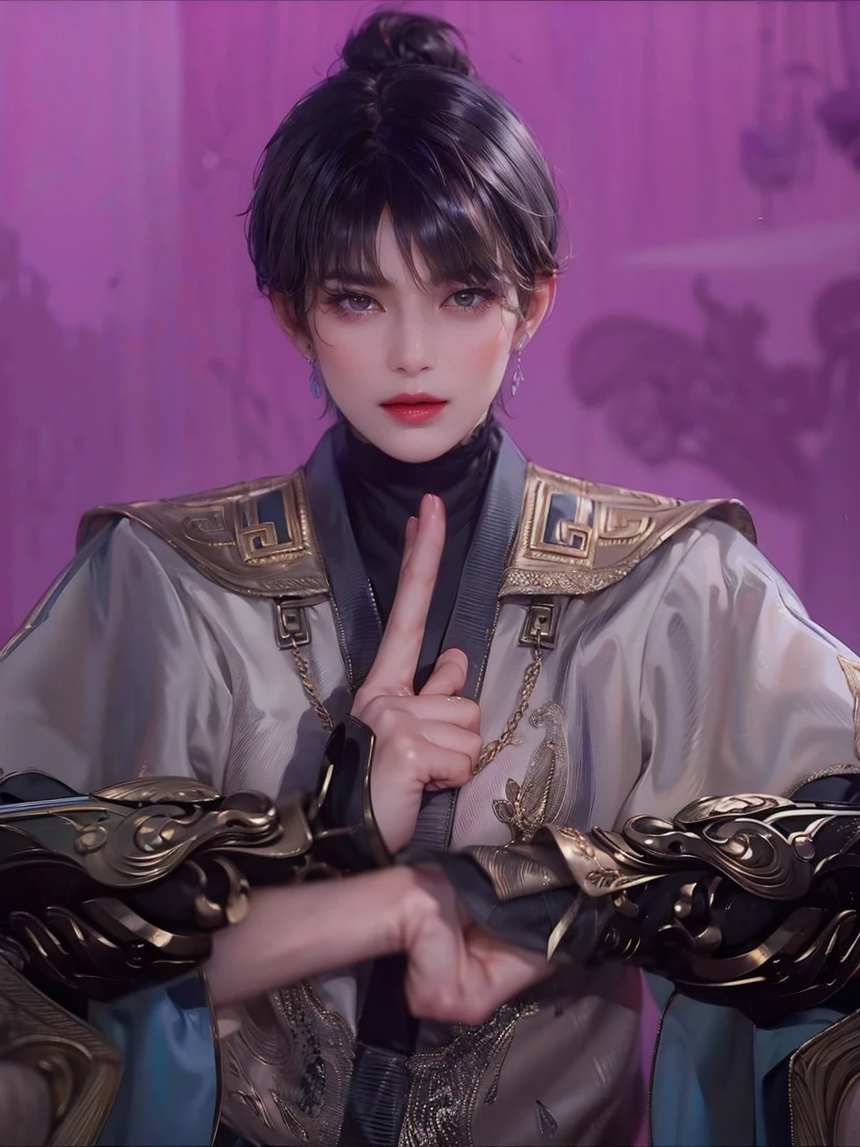 143
(20 year old woman), (surreal), (High level image quality), ((beautiful hairstyle 46)), ((short hair:1.46)), (breasted:1.1), (lipsticks)