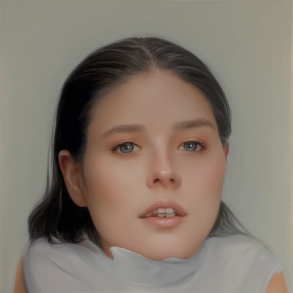 there is a Youngh with a toothbrush in her mouth, Little , hybrid, realistic studio portrait, portrait photoreal, realistically rendered face, true-to-life portrayal photo, chin cleft, true-to-life portrayal, realistic restored face, digital oil on canvas, close-up portrait rendering, photo true-to-life portrayal, digitally painted, portrait Youngh, Youngh, very realistic digital art