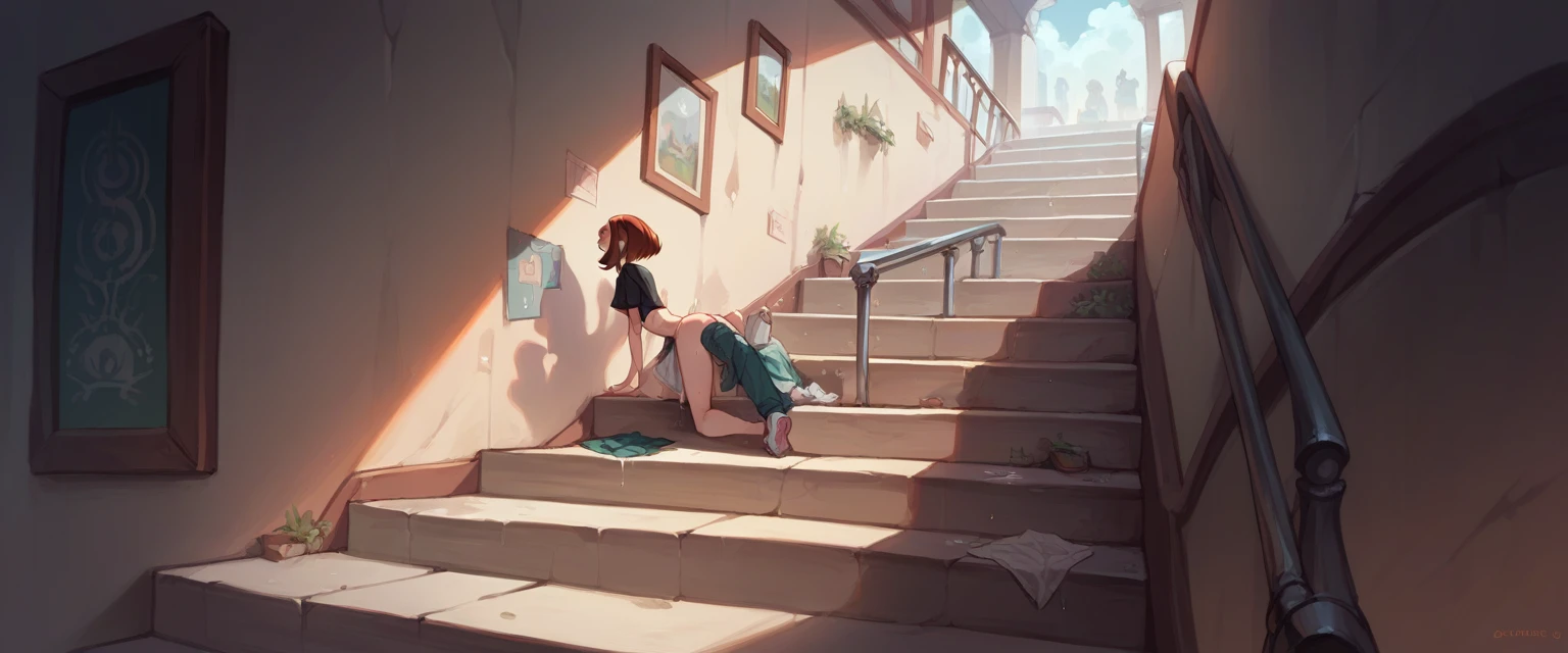 Ochako Uraraka having sex on some stairs 