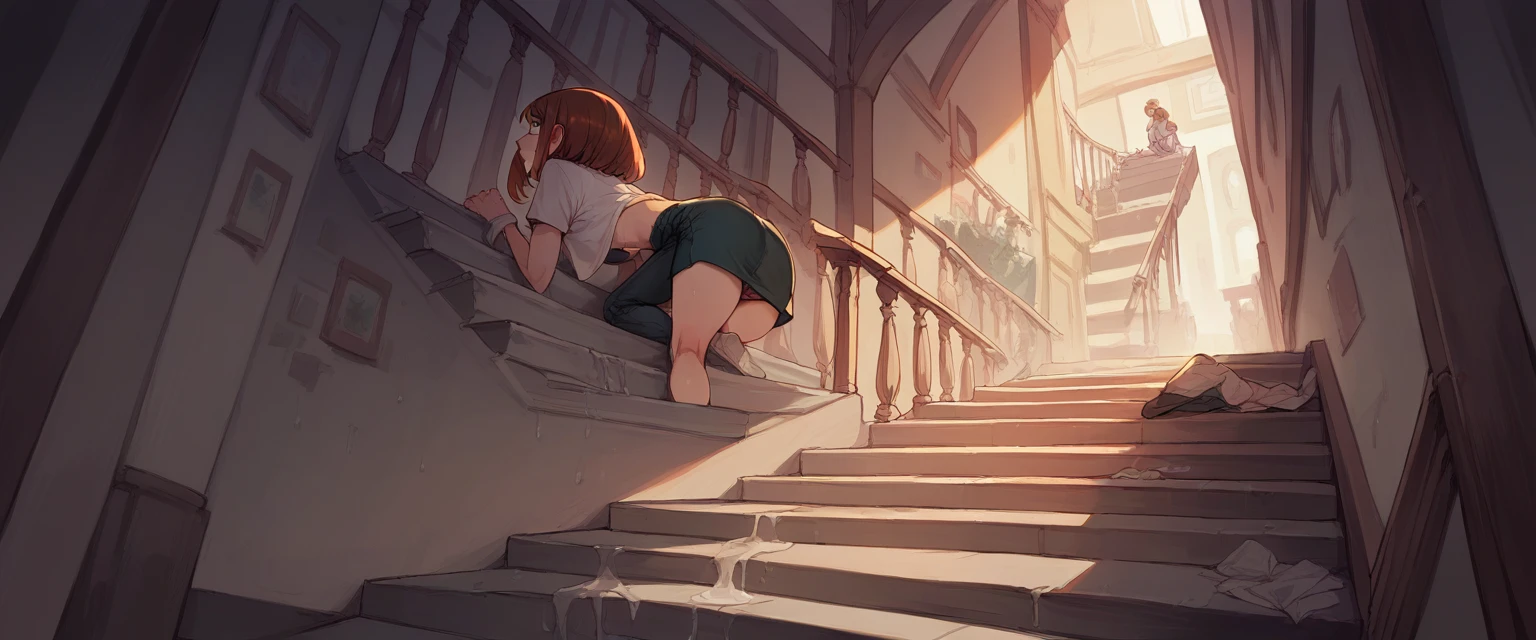 Ochako Uraraka having sex on some stairs 