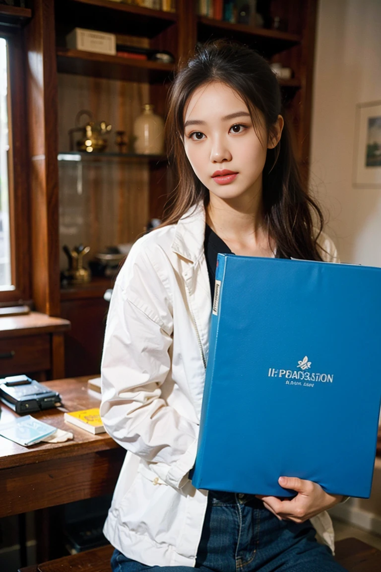 university. Create and express the best shining composition of the person in a realistic way。((​masterpiece))、(((top-quality)))、((ultra-detailliert))、(A hyper-realistic)、(highly detailed CGillustration)、(extremely delicate and beautiful)、Girl a masterpiece、top-quality、Realistic skin feeling、Realistic fabric、We will introduce a realist illustration focusing on the center front of girls with realistic and ultra-detailed eyes.。This is the absolute rule, and the following sentence expresses the image quality。 The greatest painter in human history meets an unparalleled beauty、It is the greatest masterpiece in the history of the Inuiku Ichigo, which depicts the most beautiful figure of a lifetime.。 Create stunning anime artwork that is currently trending on seaStation、Introducing exquisite beauty and seductive aesthetics。Hair is tied up. Laboratorium coat, full body. backpack and book