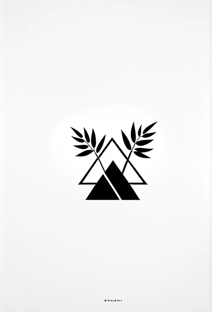 A stylish logo for a Japanese onigiri specialty store. Onigiri, bamboo grass, bamboo leaves, etc. are depicted in the logo like a road. The colors are black and white. Pretty cool. Stylish design. Chic and modern design. White background.