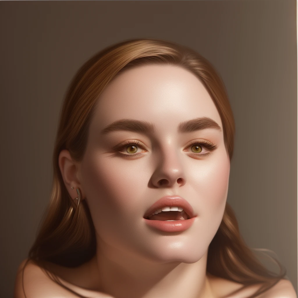 there is a Youngh with a toothbrush in her mouth, Little , hybrid, realistic studio portrait, portrait photoreal, realistically rendered face, true-to-life portrayal photo, chin cleft, true-to-life portrayal, realistic restored face, digital oil on canvas, close-up portrait rendering, photo true-to-life portrayal, digitally painted, portrait Youngh, Youngh, very realistic digital art