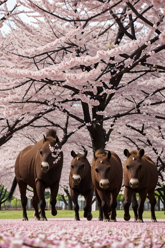 4 Balochitherium in a cherry blossoms