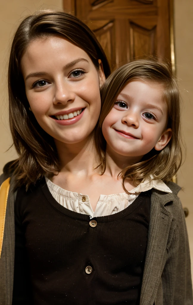 2heads, mom and daughter, (one head adult:1.5), (one head young child:1.5)